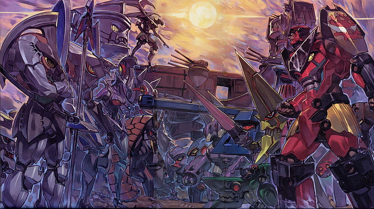assorted robots under sun illustration, Tengen Toppa Gurren Lagann, HD wallpaper