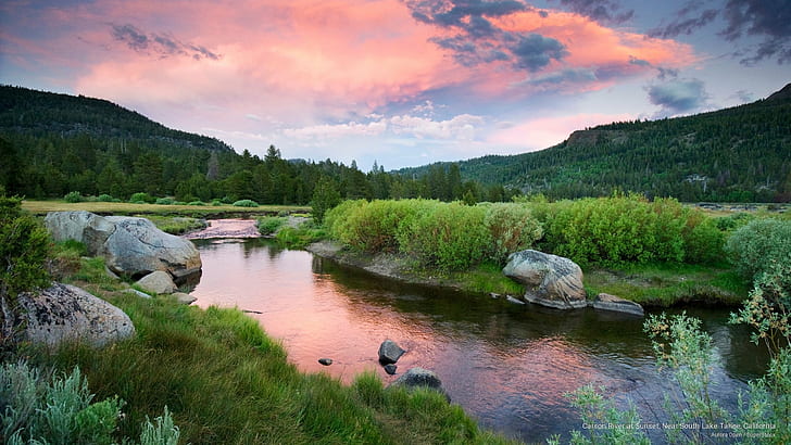 Carson River at Sunset, Near South Lake Tahoe, California, Spring/Summer, HD wallpaper