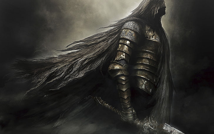 knight illustration, Dark Souls, Dark Souls II, spooky, horror, HD wallpaper