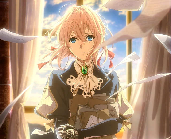 white haired woman anime character, Violet Evergarden, Blonde