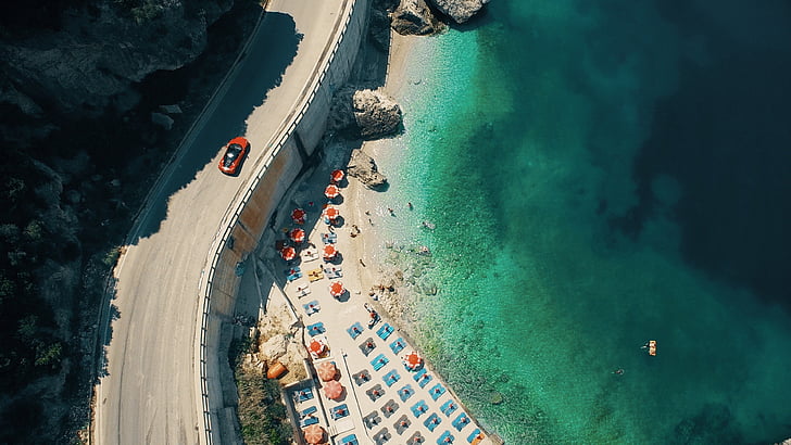drone photography, albanian riviera, aerial photography, leisure, HD wallpaper