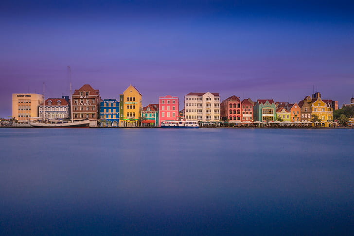 photo of multicolored building surrounded by body of water, willemstad, curacao, willemstad, curacao, HD wallpaper