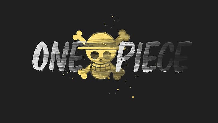 One Piece, Straw Hat Pirates, Jolly Roger, minimalism, grunge