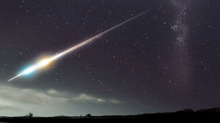Meteorite, milky way galaxy star, space, 1920x1080