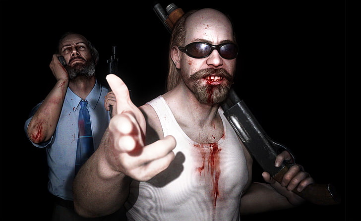 game 3D wallpaper, light, weapons, blood, glasses, gesture, kane and lynch, HD wallpaper
