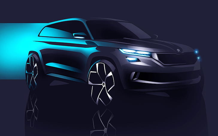 2016 Skoda Visions Concept, gray concept car, skoda concept