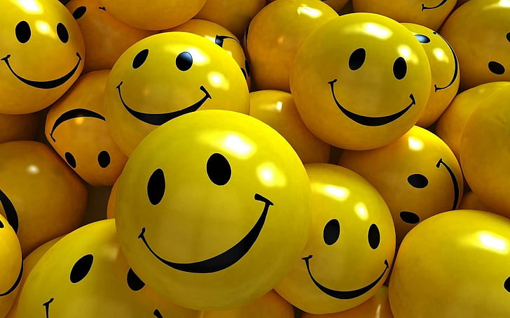 smiles, smile, yellow, yellow and black smiley emoticon decors, HD wallpaper