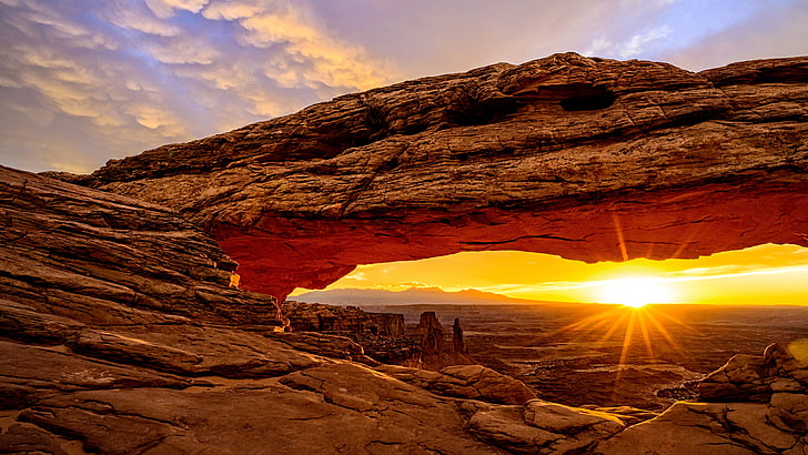 Mesa Arch, Utah, USA, mountains, sunrise, 8k, HD wallpaper