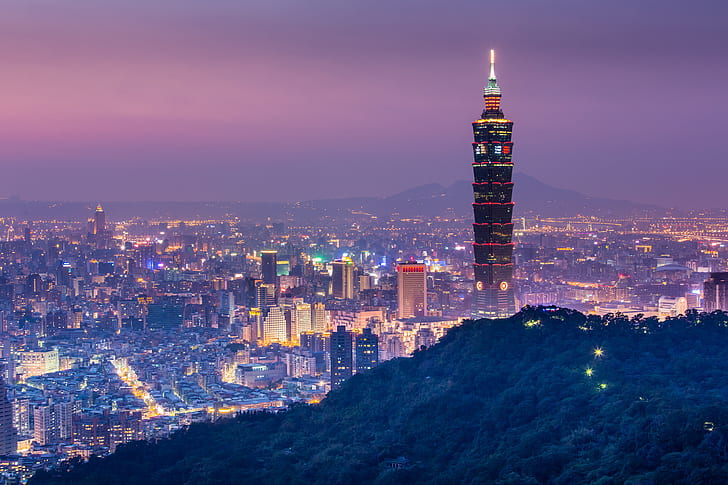 skyscraper, Taipei, Taiwan, cityscape, HD wallpaper