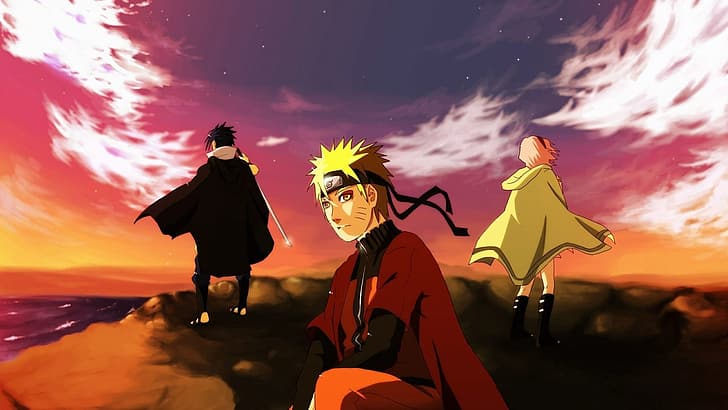 Naruto Shippuuden, Uchiha Sasuke, Naruto (anime), Sakura (Naruto), HD wallpaper