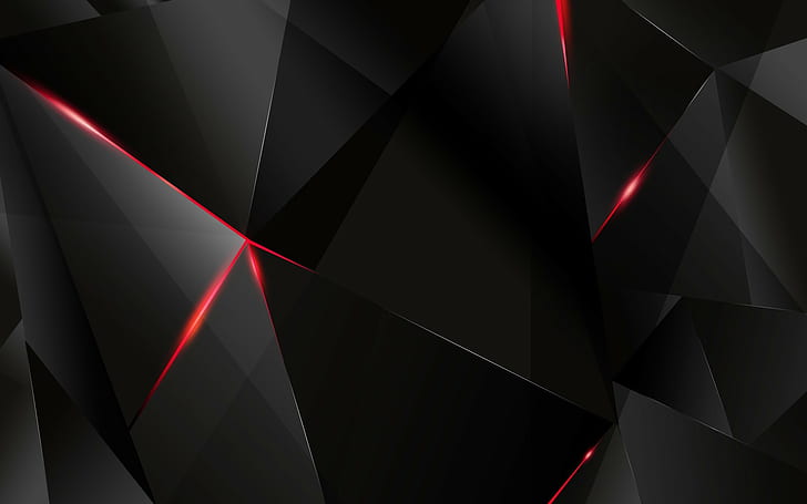 abstract, digital art, low poly, red, HD wallpaper