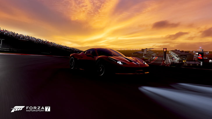 Forza, Ferrari, car, Forza Motorsport, Forza Motorsport 7, front angle view, HD wallpaper