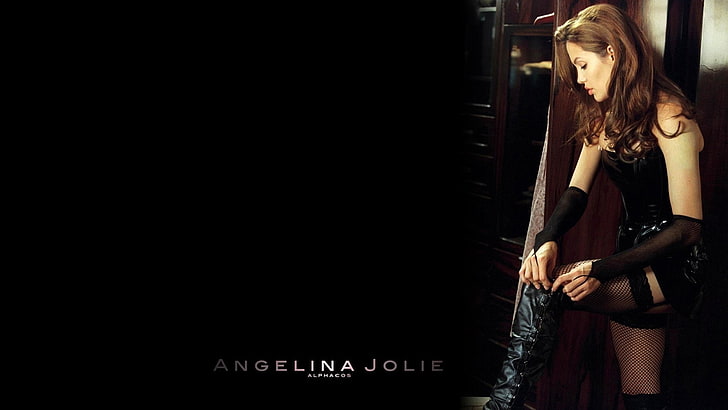 Movie, Mr. & Mrs. Smith, Angelina Jolie, Black Dress, Boots, HD wallpaper