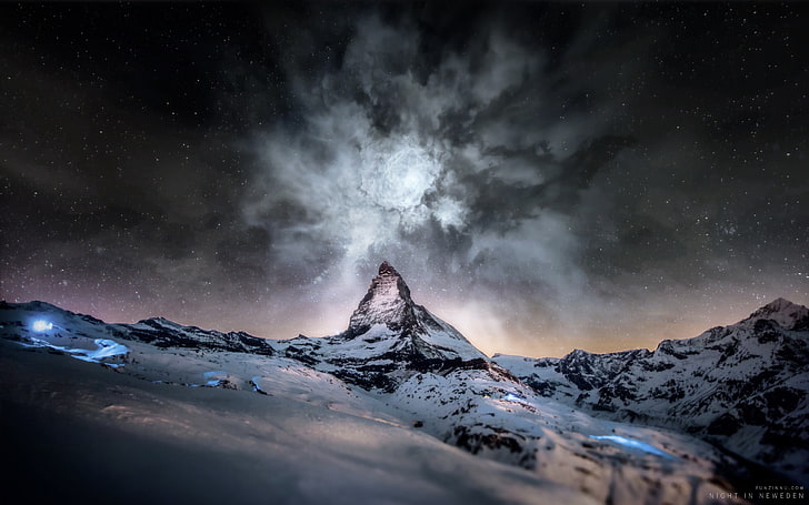 brown rock formation, mountains, Matterhorn, nature, snow, cold temperature, HD wallpaper