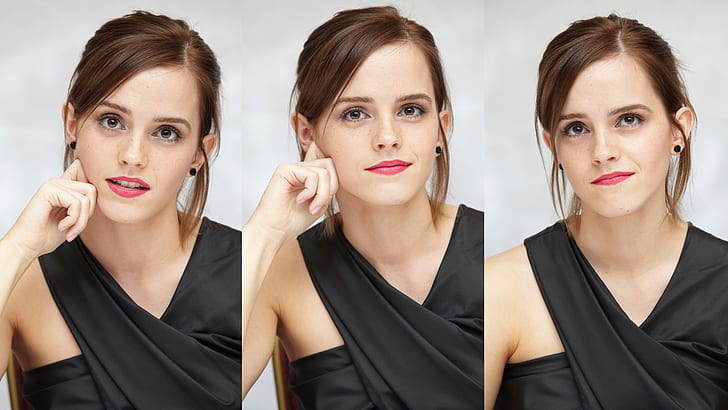 Emma Watson, women, actress, collage, celebrity, short hair, HD wallpaper