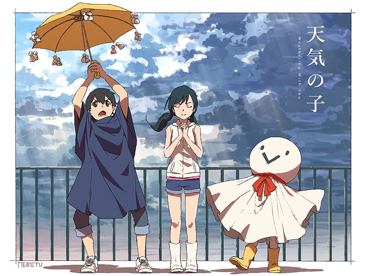 Anime, Weathering With You, Hina Amano, Hodaka Morishima, Nagi Amano, HD wallpaper