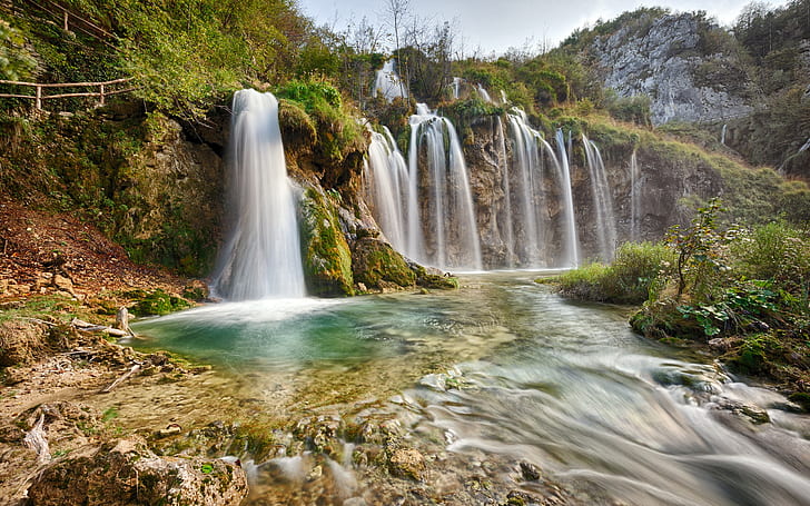 Plitvice National Park, nature landscape, waterfalls, river, HD wallpaper
