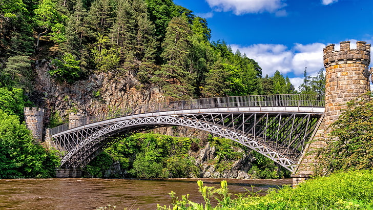 scaffold bridge, scotland, craigellachie bridge, steel bridge, HD wallpaper