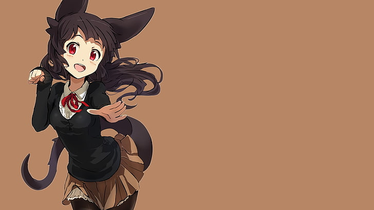 black haired female anime character illustration, anime girls
