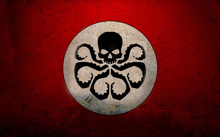 Marvel Hydra logo wallpaper, red, white, also Hydra symbol, backgrounds, HD wallpaper