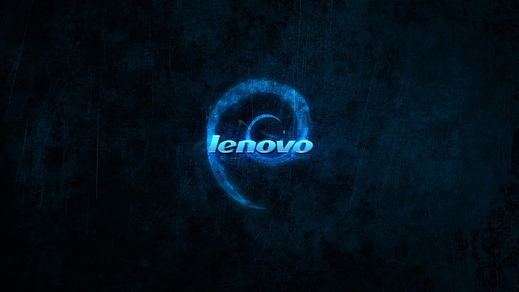 Lenovo logo, dark, Debian, blue, communication, text, indoors HD wallpaper