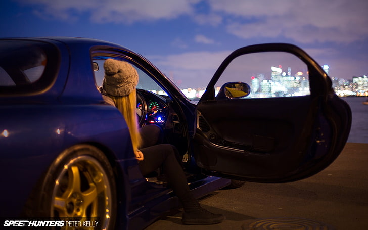 blue coupe, Speedhunters, Mazda RX-7, tuning, car, vehicle, mode of transportation, HD wallpaper
