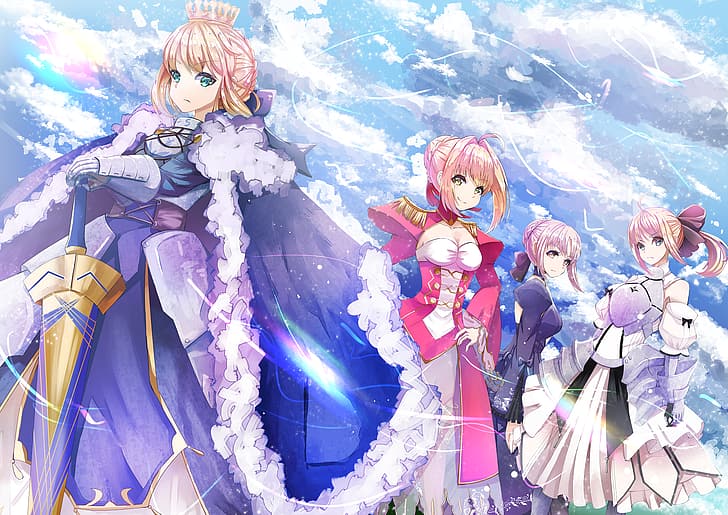 anime girls, blonde, Fate/Extra, Fate/Grand Order, Fate/Unlimited Codes, HD wallpaper