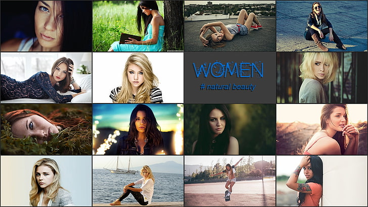 women, mosaic, Taylor Momsen, Alysha Nett, Chloë Grace Moretz, HD wallpaper