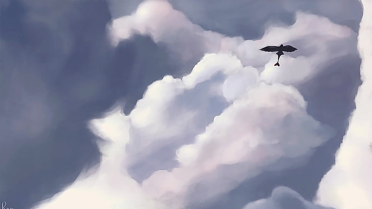 painting of flying bird, How to Train Your Dragon, concept art