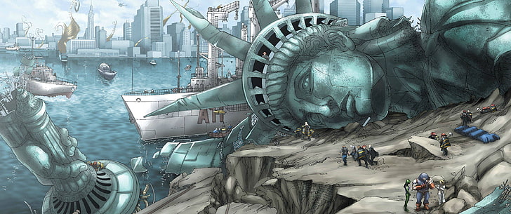 Statue of Liberty cartoon wallpaper, artwork, superhero, X-Men, HD wallpaper