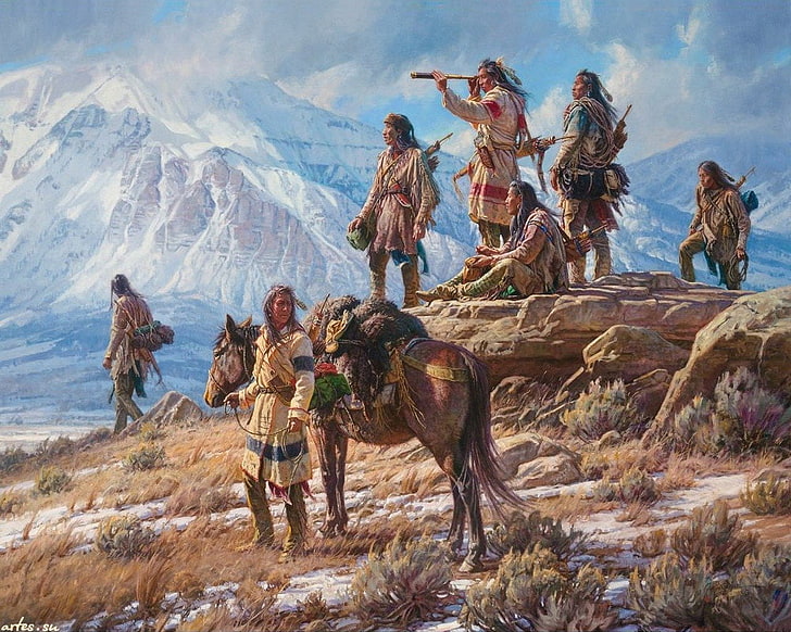 HD wallpaper: Artistic, Native American, domestic animals, mammal, mountain  | Wallpaper Flare