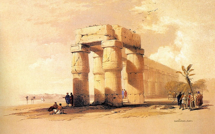 David Roberts, Egypt, painting, architecture, history, built structure, HD wallpaper