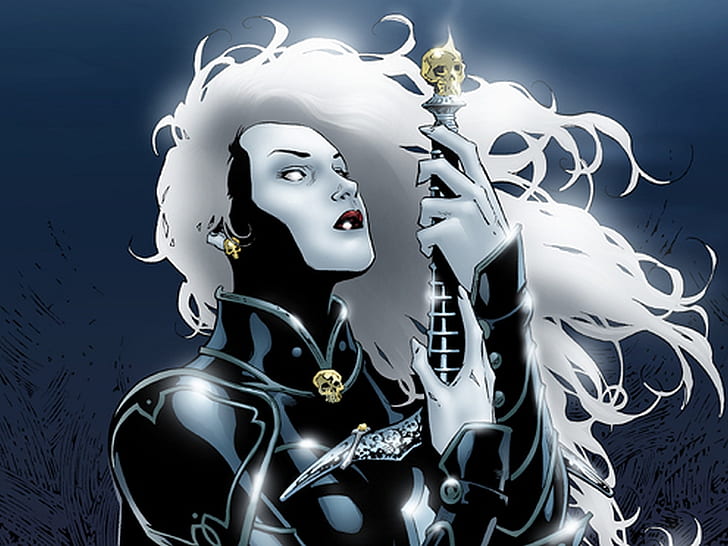 Lady Death HD, white haired female animated character, comics