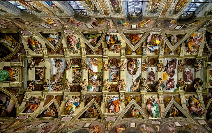 the ceiling, Michelangelo, The Vatican, The Sistine chapel, HD wallpaper