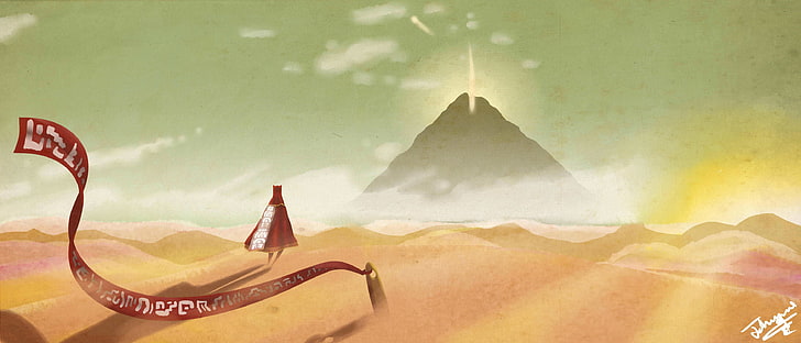 desert illustration, video games, Journey (game), cloud - sky