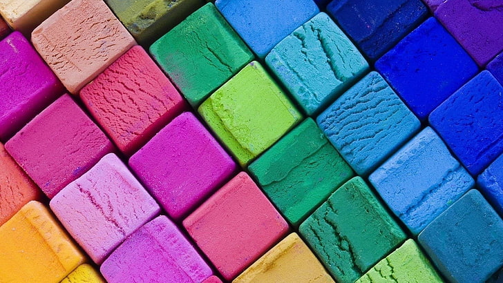 multicolored cube art, digital art, colorful, warm colors, Play-Doh