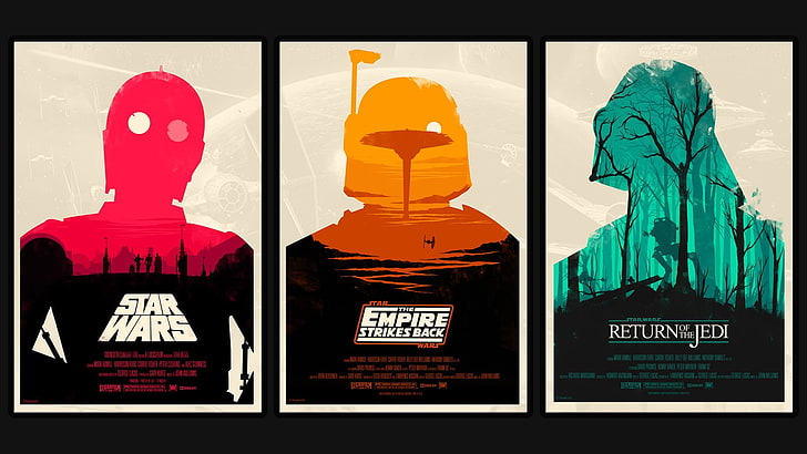 Star Wars series poster, collage, movie poster, pink, orange, HD wallpaper