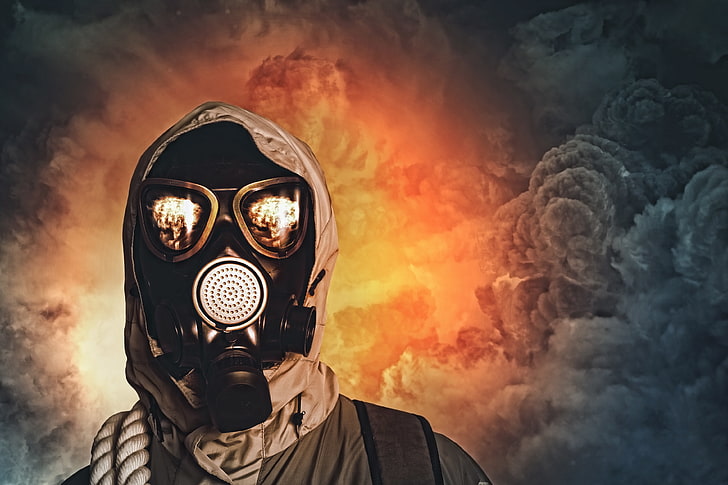 person wearing gas mask wallpaper, survivor, pollution, headshot