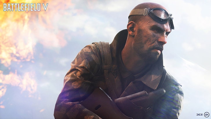 video games, Battlefield 5, one person, sky, cloud - sky, beard, HD wallpaper