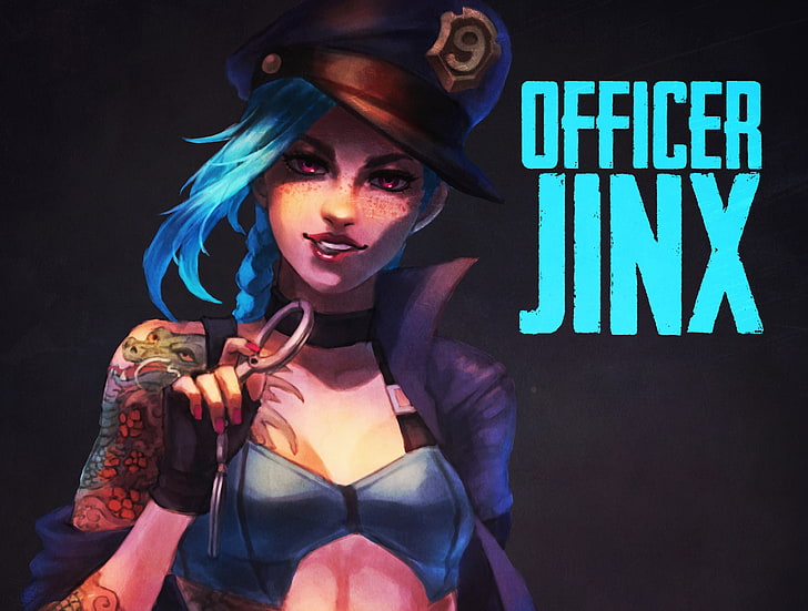 girl, art, lol, league of legends, jinx, Officer, the loose cannon