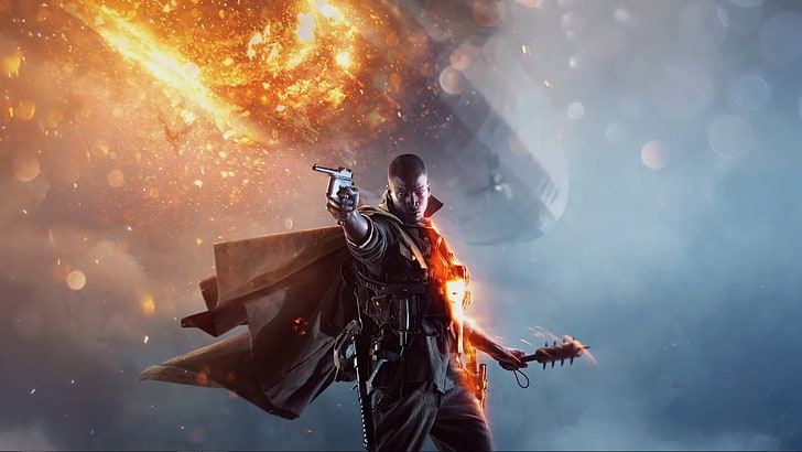 Battlefield 1, EA DICE, one person, burning, fire, flame, fire - natural phenomenon