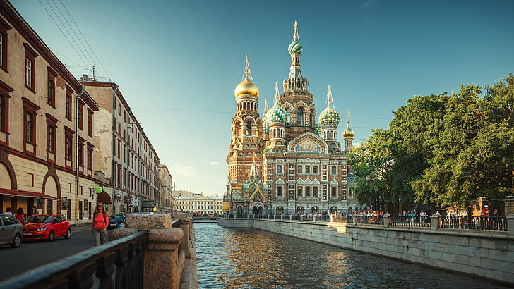 city, river, promenades, St. Petersburg, architecture, built structure, HD wallpaper