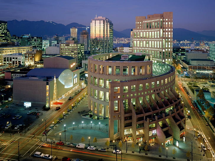 cityscape, Vancouver, library, architecture, Vancouver Public Library, HD wallpaper