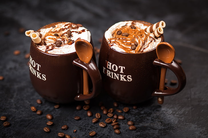 Hd Wallpaper Coffee Beans Hot Cocoa Spoon Food Cup Cream Wallpaper Flare