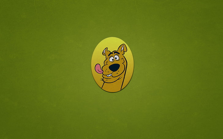 Scooby-Doo illustration, dog, minimalism, oval, funny face, greenish background, HD wallpaper