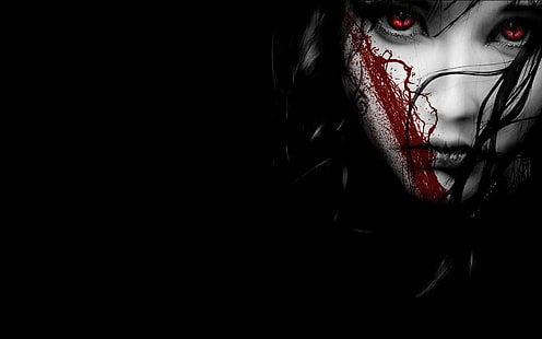 HD wallpaper: woman face character with red eye wallpaper, red eyes, blood  | Wallpaper Flare