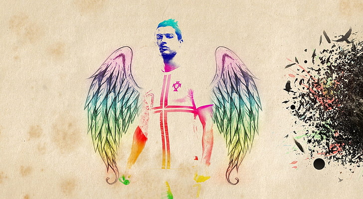 Cristiano Ronaldo Angel, man with angel wings digital wallpaper
