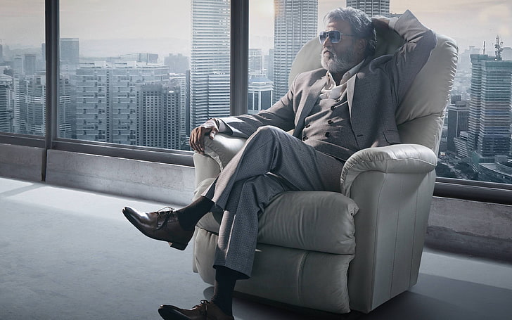 Rajinikanth Kabali Movie First Look, men's gray notched lapel suit jacket and dress pants, HD wallpaper