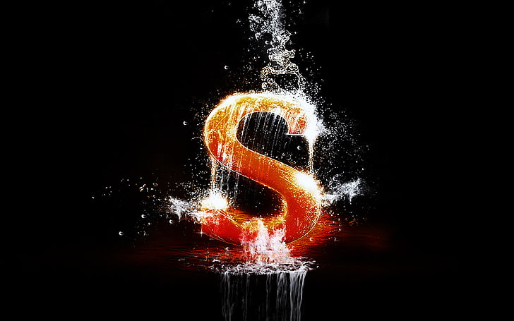 HD wallpaper: orange and white letter s 3D letter with water wallpaper, the  dark background | Wallpaper Flare