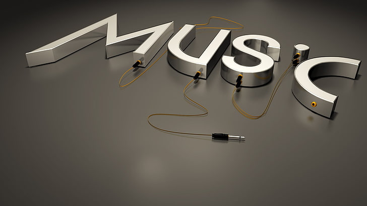 mus'c text, music, Music is Life, 3D, digital art, render, indoors